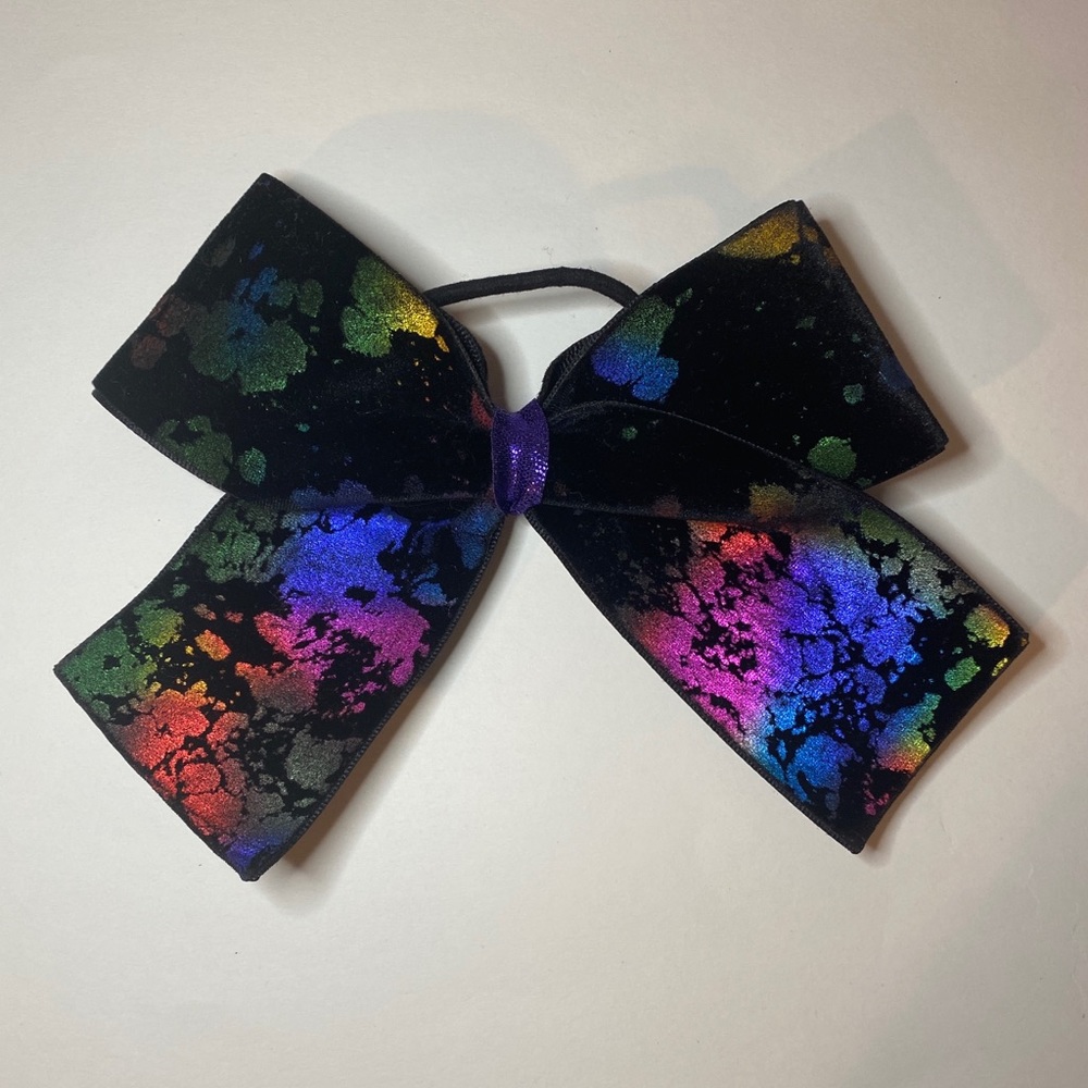 Paint splatter cheer bow